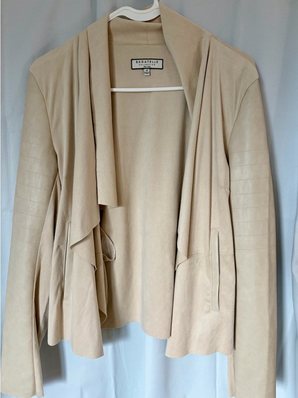 Bagatelle Women's Beige Draped Open Front Jacket Blazer M